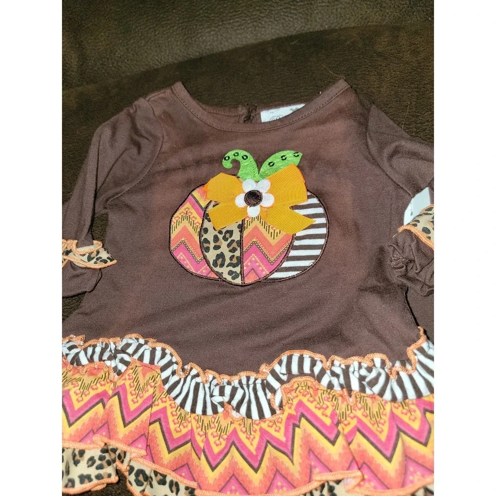 Rare editions fall Halloween pumpkin dress and leggings size 6 months